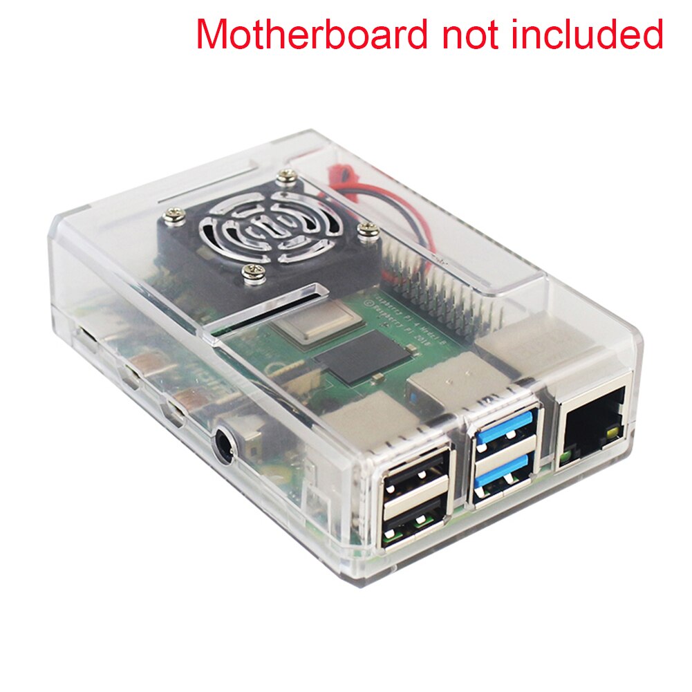 Boîtier de protection ABS Compact avec ventilateur de refroidissement, pièces durables, accessoires pour Raspberry Pi 4: Transparent With Fan