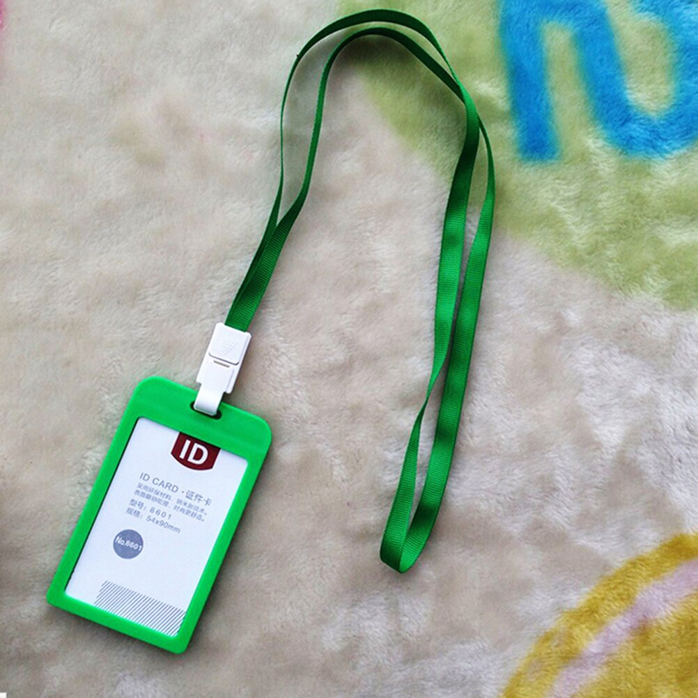 1 stk slikfarver id-kortholder navn udstillingskort halsrem business badgeholder med lanyard skolekontorartikler: Grøn