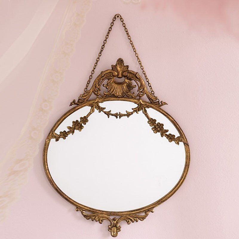 Aesthetic Art Mirror Hanging Living Room Decorative Japanese Gold Frame Antique Mirror Hallway Deco Chambre Room Decor