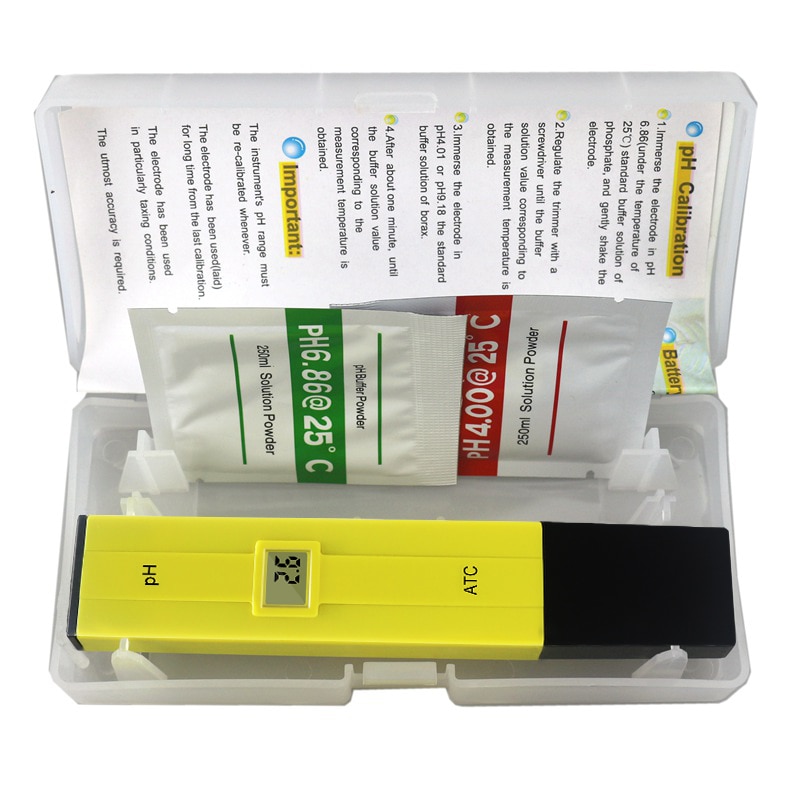 Caneta medidora de ph da água, testador digital de ph 0-14 ph, alta precisão para aquário, solo, alimentos, laboratório, monitor de ph atc portátil: with BOX