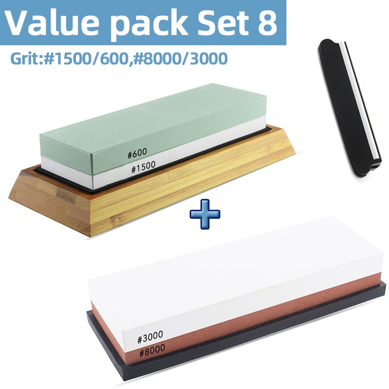 Knife Sharpener Whetstone Sharpening Stones grinding stone water stone kitchen Tool 2-IN-1 240 600 1000 3000 grit: value pack 8xin