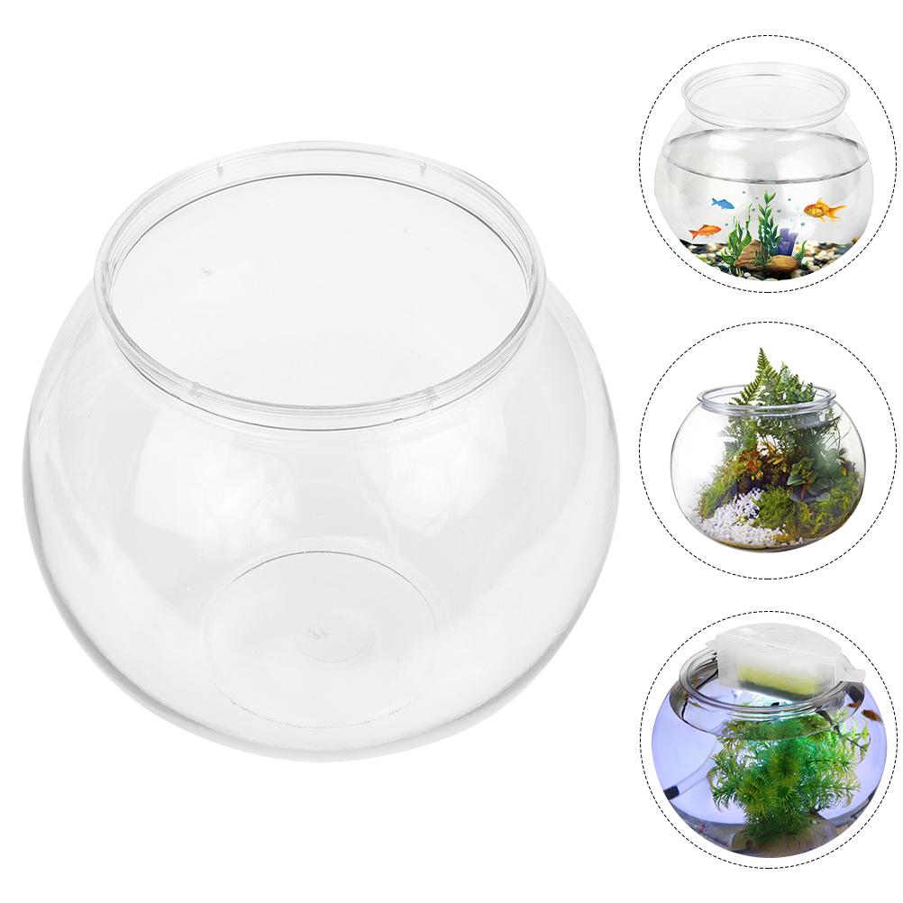 Spherical Fish Tank 17cm Diameter Clear Plastic Aquarium Portable Desktop Small Pet Bowl Goldfish Turtle Keeper