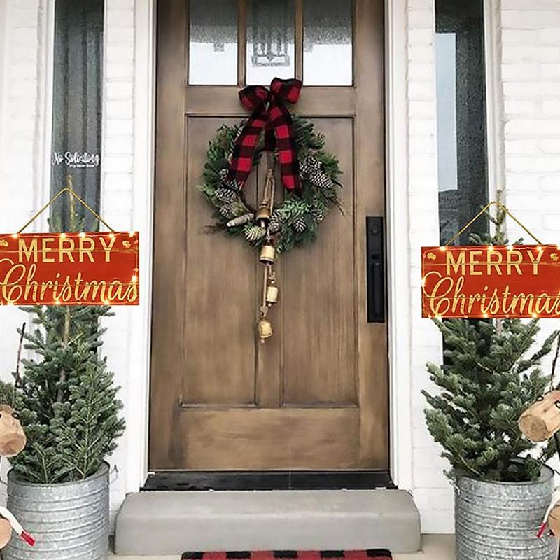 Lysende tre dør hengende skilt juletre ornament tre Gud jul skilt tre dør vegg hengende ornament bord