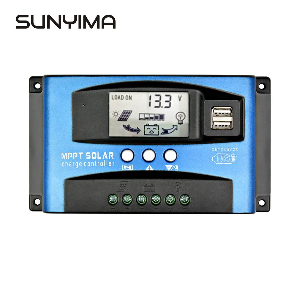 Sunyima 30A-60A Mppt Solar Laadregelaar Dual Usb Lcd 12V 24V Auto Zonnepaneel Battery Laadregelaar Spanning regulator