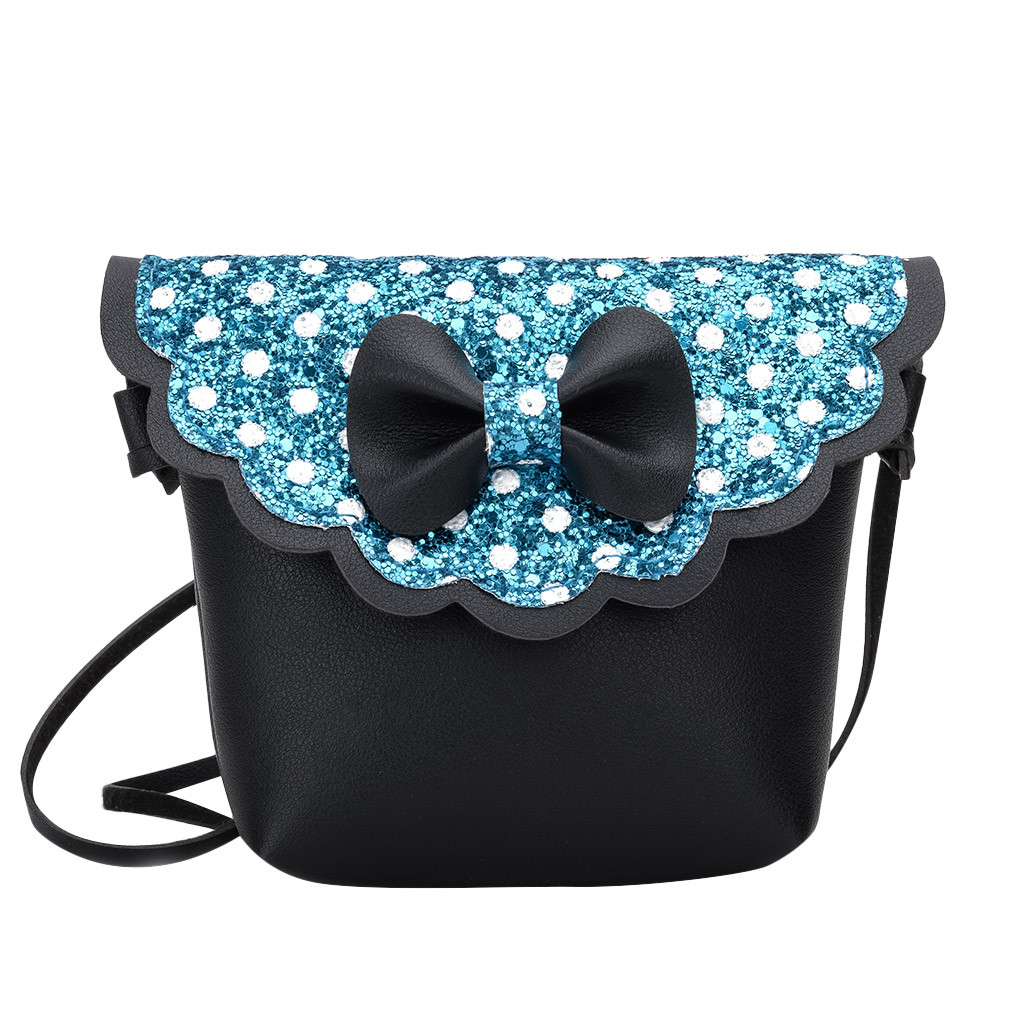 MOLAVE Handbags bags for Children Girls Bling Bowknot Personality Small packages Cross Body Bags 9507: Blue