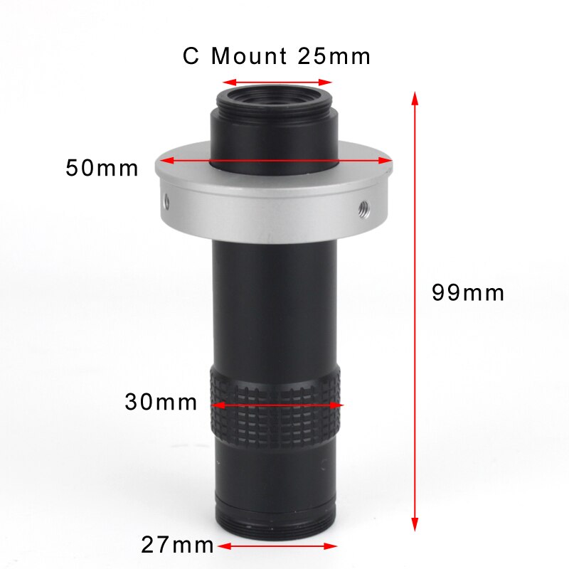 Industriële Microscoop 5X-130X C-Mount Lens Grote Gezichtsveld Hoge Werkafstand Monoculaire Video Vergrootglas