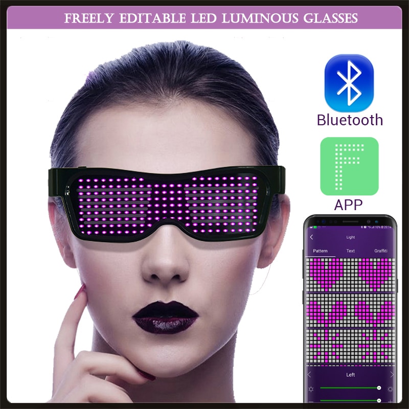 Magic Bluetooth LED Party Glasses APP Control Freely editable LED luminous glasses EMD DJ Electric Glow Party Supplies