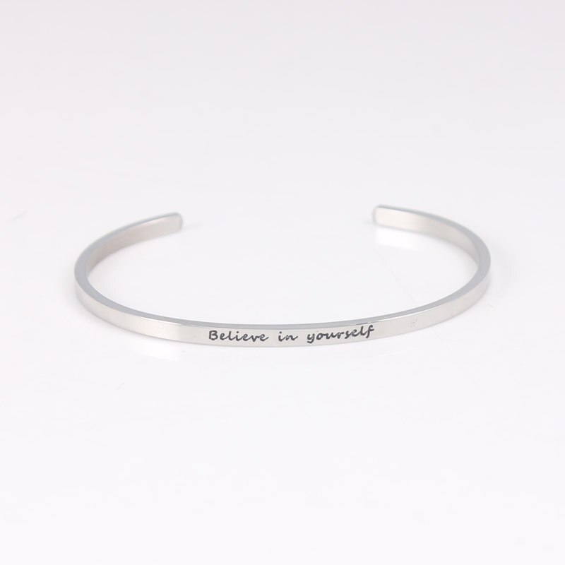 316L Edelstahl Armreif Tun Es Trotzdem Positive Inspirierend Zitat Open Manschette Armbänder Mantra Armbänder für Frauen: believe in yourself