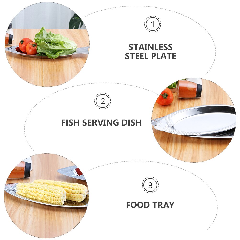 1Pc Steamed Fish Dish Fish-shaped Plate Home Hotel Restaurant Fish Plate