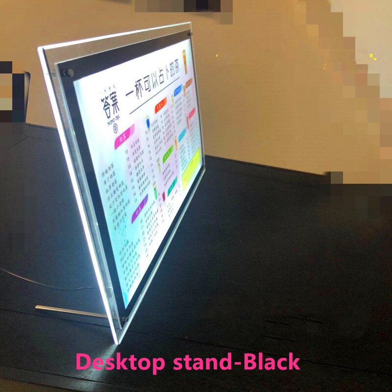 Crystal Frame Lightbox, LED Fotolijst a4, Backlit Pohto Box Frame: stand black