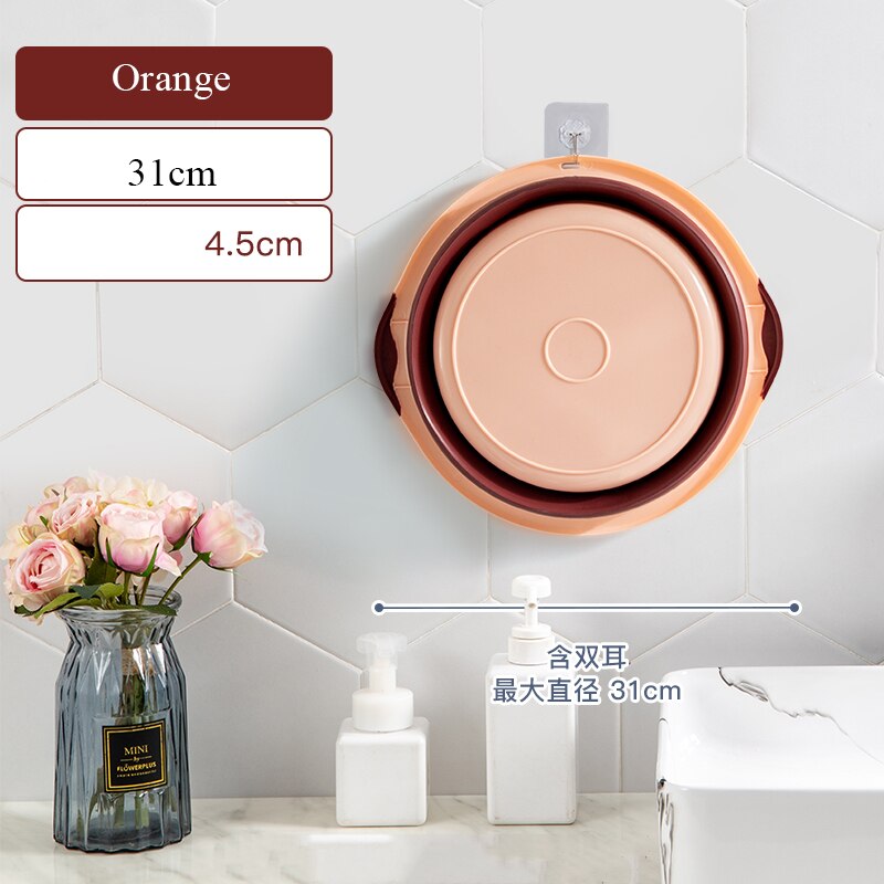 39cm pliable en plastique et Portable bassins lavabos pliant buanderie baignoire salle de bains cuisine accessoires voyage pliant lavabo: 31cm orange