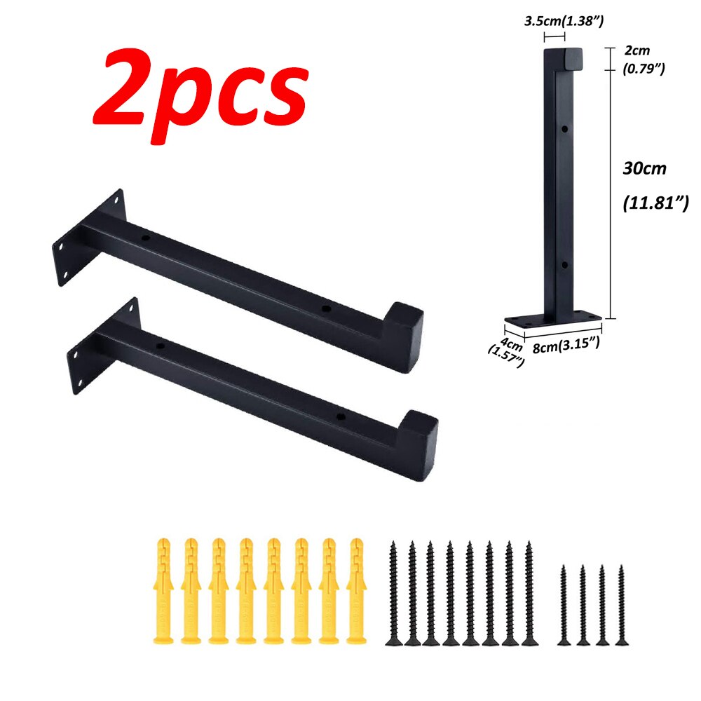 1/2/4pcs Black Industrial Iron Floating Bracket Heavy Duty Shelf Table Scaffold Board Wall Mounted Multifunctional Home Hardware: 2pcs 30cm