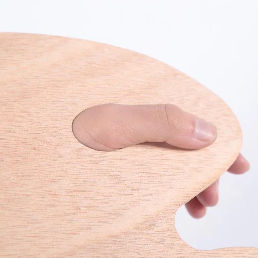 Wooden Painting Palette Artist Painting Tool Oval Shaped 20 * 30cm with Thumb Hole for Acrylic Water color Oil Paint Art Supply