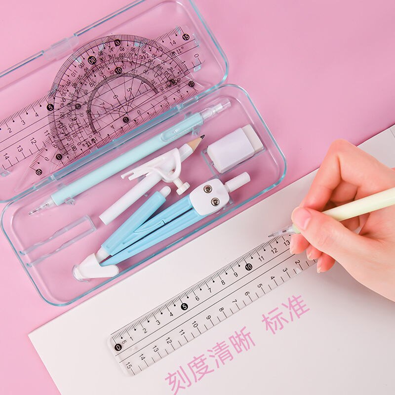 9pcs/set Compasses Rule Stationery Set for Students To Draw School Supplies Back To School Classroom Learning Tools