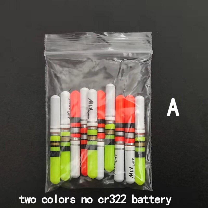 Palos de luz de 10 piezas, luz verde/rojo, CR322 CR425 funciona con batería, LED luminoso, flotador, aparejos de pesca nocturna B276: 2 colors A no cr322