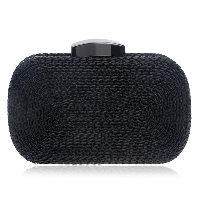 Hard Box Clutch Evening Bags Weave Womens Wedding Prom Evening Party Chain Shoulder Bags: Black