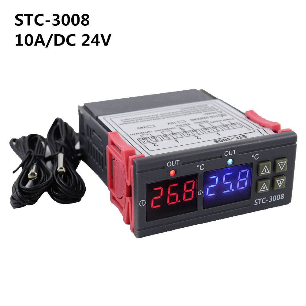 Stc -3008 digital termostat stc -3028 temperatur fugtighedsregulator termostat humidistat termometer hygrometer kontrolafbryder: Stk -3008 24v