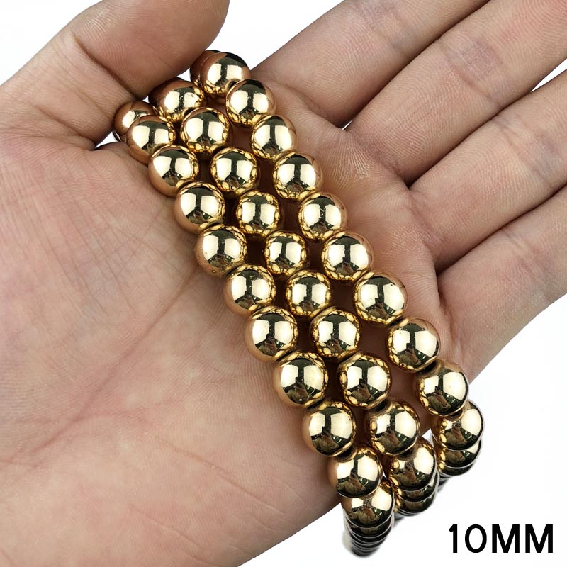 JHNBY Ronde Hematiet kralen 2/3/4/6/8/10mm Natuursteen 14 Goud kleur Losse kralen ball Sieraden armbanden Maken DIY Accessoires: 10mm 30pcs