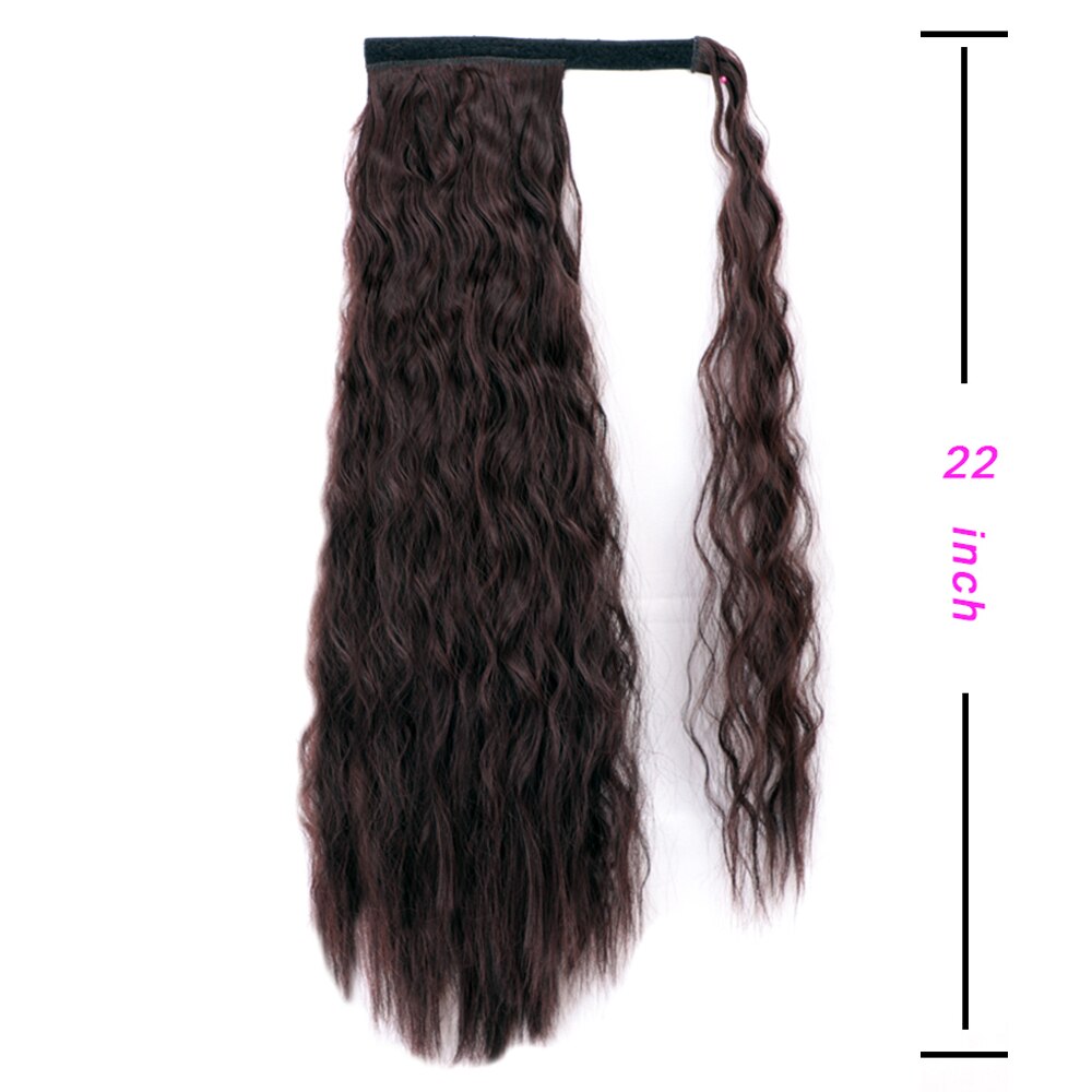 Cola de Caballo de maíz largo rizado de 22 ", degradado/Cola de Caballo sintética pura, envoltura alrededor de pasta mágica, Coleta, Clip en el pelo: 2-33