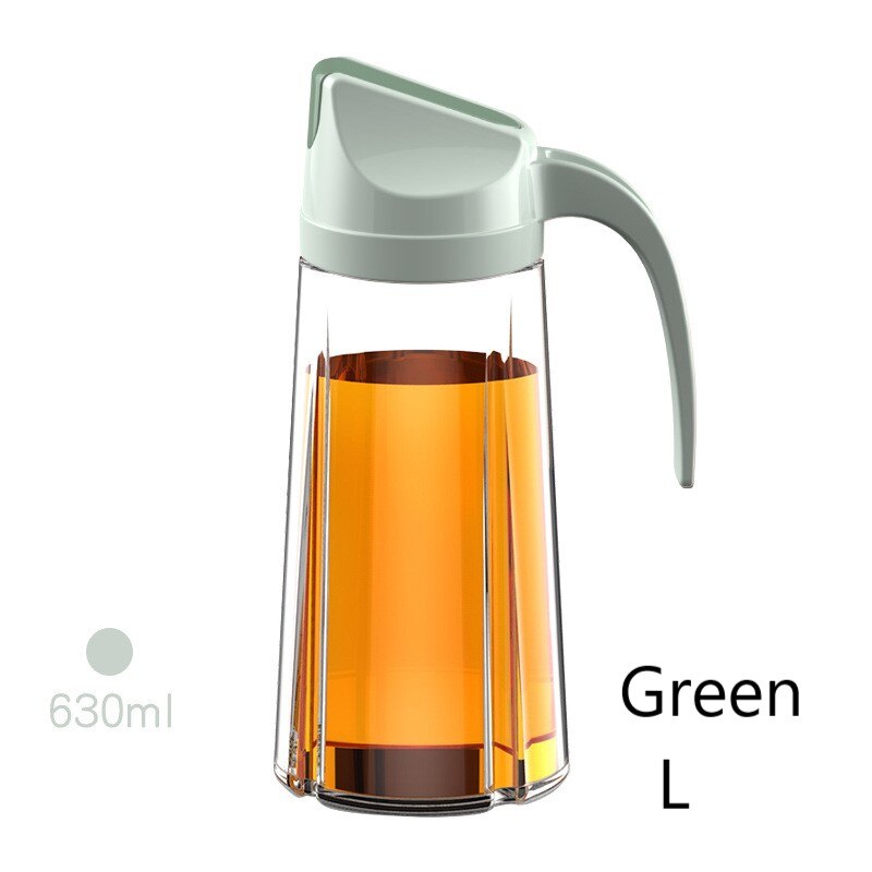 Distributeur de bouteilles d'huile en verre, étanche, à rabat automatique, huile d'olive, vinaigre, condiments, Transparent, accessoires de cuisine: 630ml Green