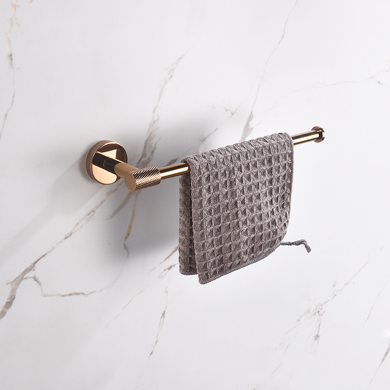 Badezimmer-Accessoires-einstellen aus glänzendem RoséGold und Chrom zur Wandmontage, Handtuchhalter, Toilettenpapierhalter, Bademantel-Haken-Aufhänger