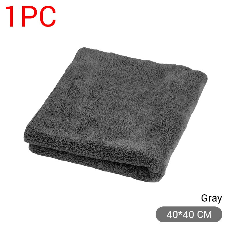 40 x 40cm premium mikrofiberhåndklær bilpleievask tykkere håndkle bildetaljer tørkeklut rengjøringsverktøy autovask tilbehør: Grå 1pc