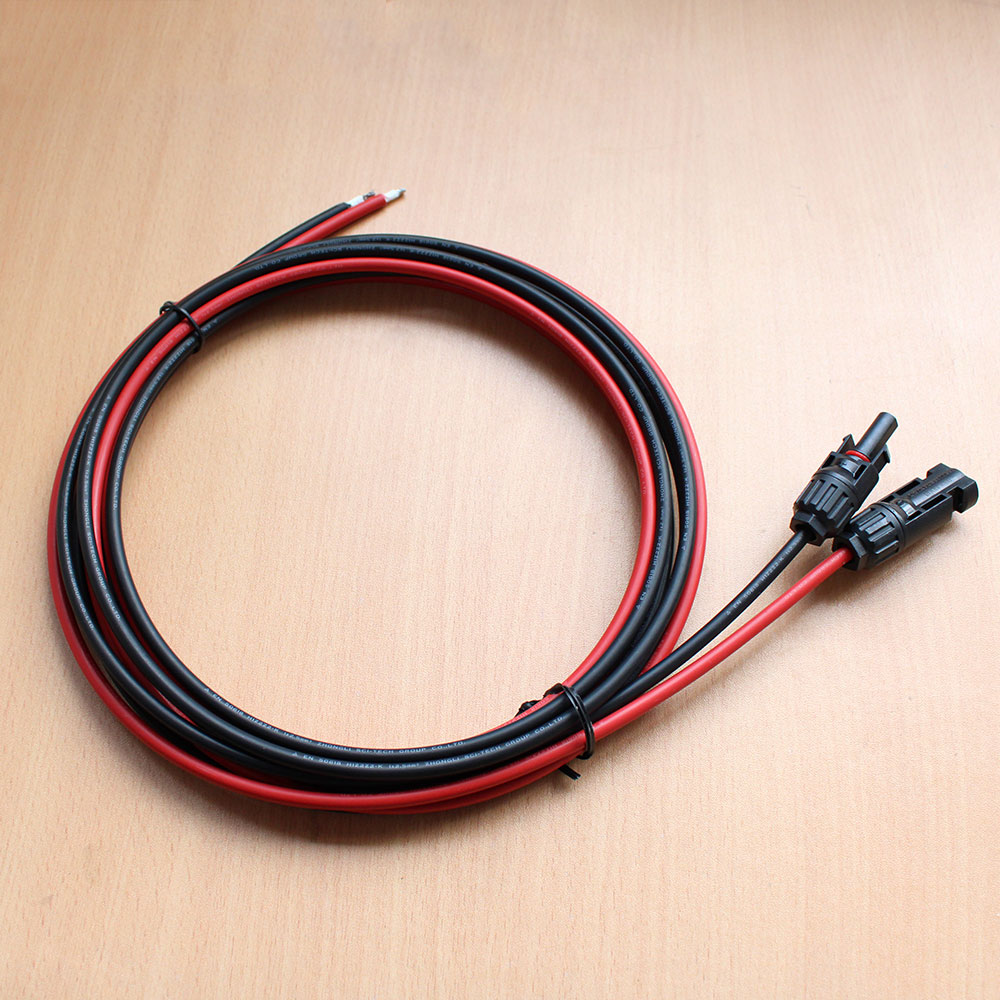 Solcellepanel pv-kabel klassifisert svart og rød 2.5 mm 2 4 mm 2 solkabel med soltett vanntett kontakt