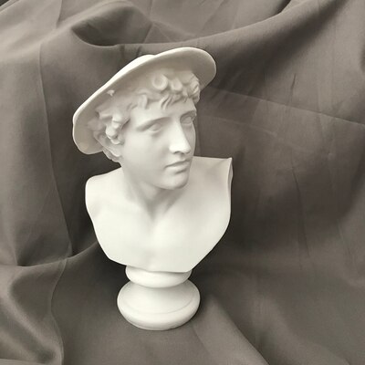 Greece David Venus Apollo Art Sculpture Vase Flower Pot Human Head Home Decor Imitation Plaster Resin Flower Arrangement R4502: Light Grey