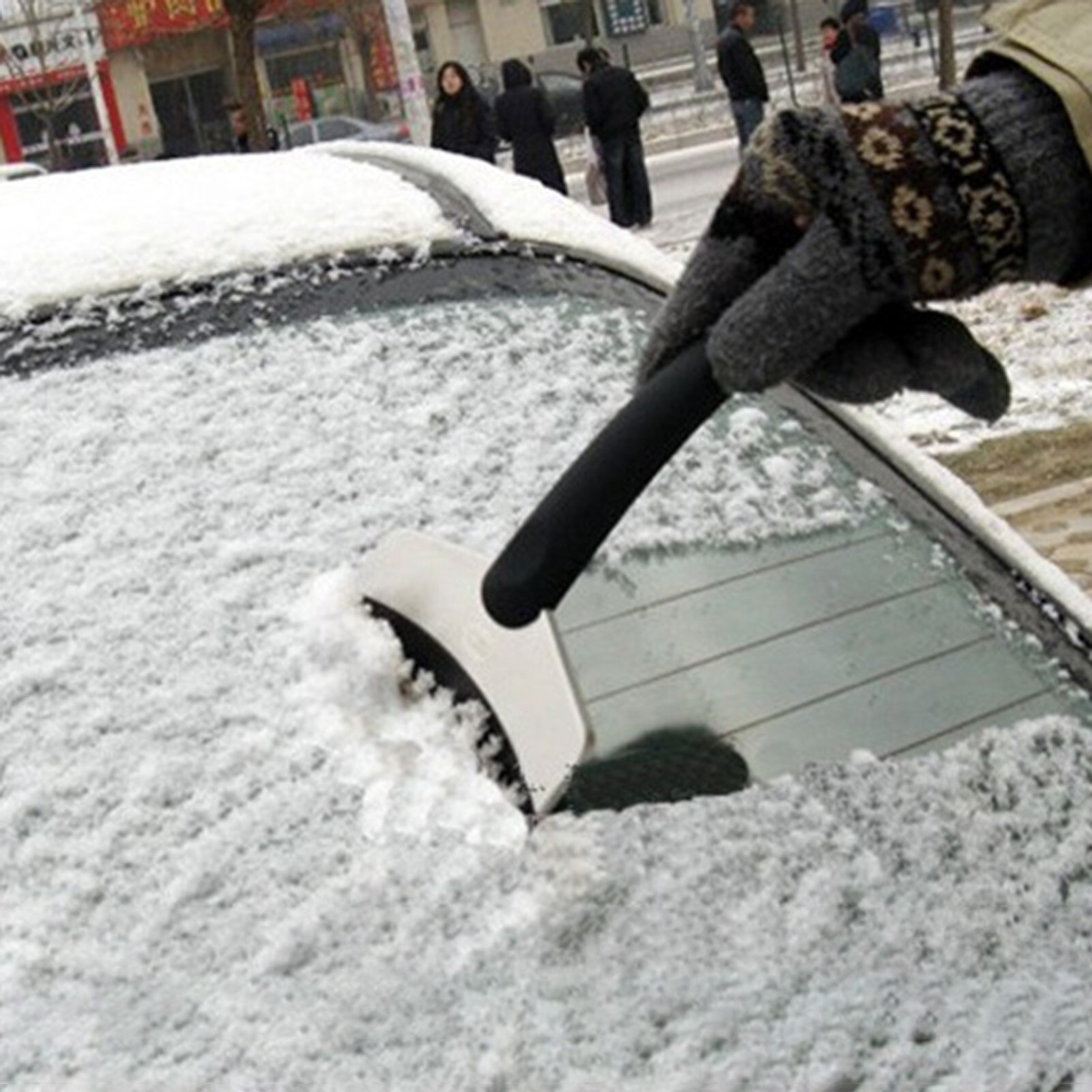 Sneeuwschuiver voor auto's, ruitenkrabber van roestvrij staal, verbeterde, stevige, mat rubberen handgreep, ontdooischep voor koelkasten