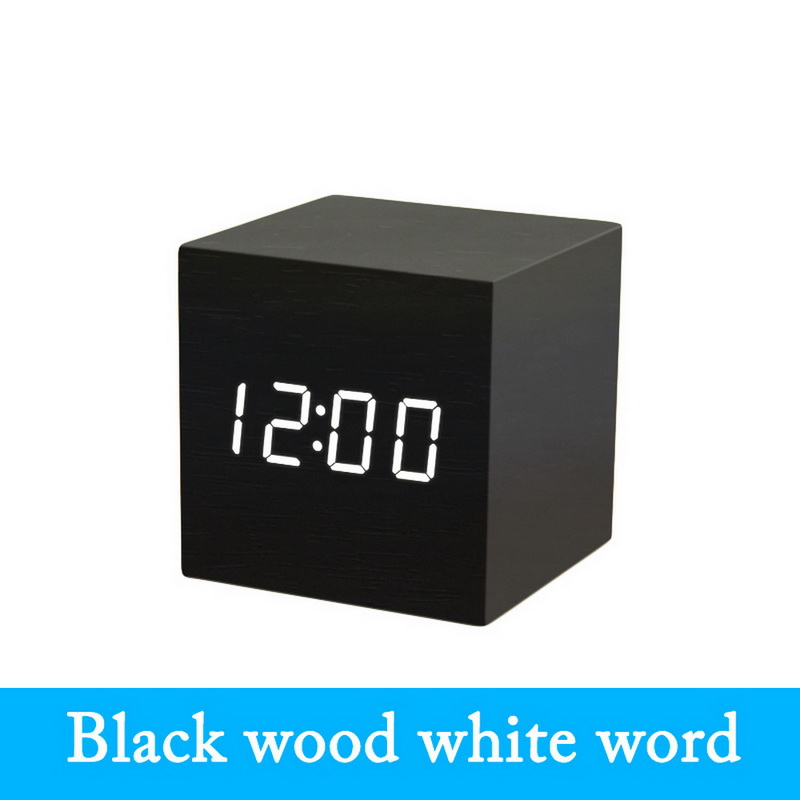 Horloge LED en bois numérique réveils bureau Table horloges électronique affichage de la température maison chambre chevet bureau décor: 9