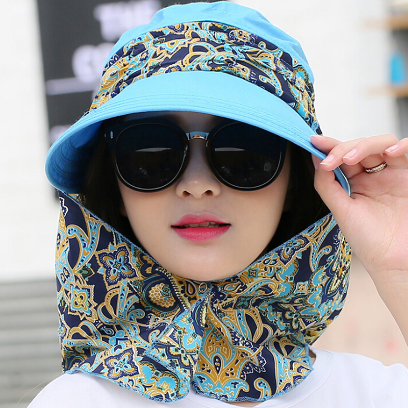 Sommer Strand Sonnenblende Damen Anti-Uv Blumen- Breite Krempe Faltbare Sonnenhut Kappe Mädchen Hüte Kappen Chapeu Paille Femme Sonnenhut für Frauen: Blau