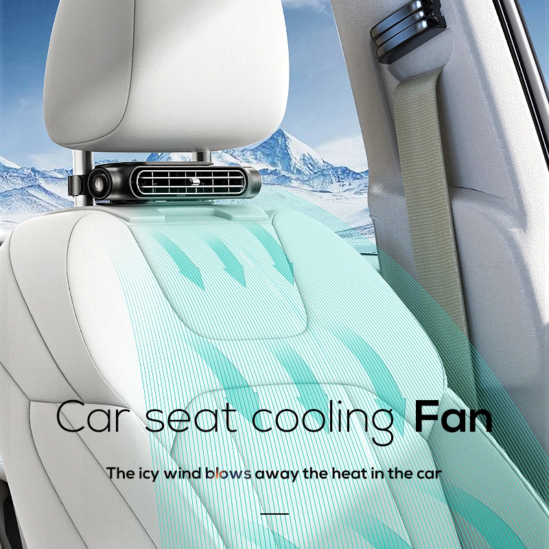 Ventilador portátil para asiento de coche, para asiento trasero delantero, pasajero, alimentado por USB, reposacabezas de coche, ventilador de aire de refrigeración, correa ajustable, ventilador Interior de coche