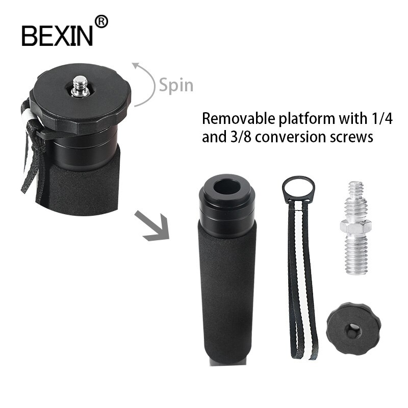 P285A unipod stick tripod monopod dslr video stand lightweight portable camera monopod with foot nail Carry bag for camera