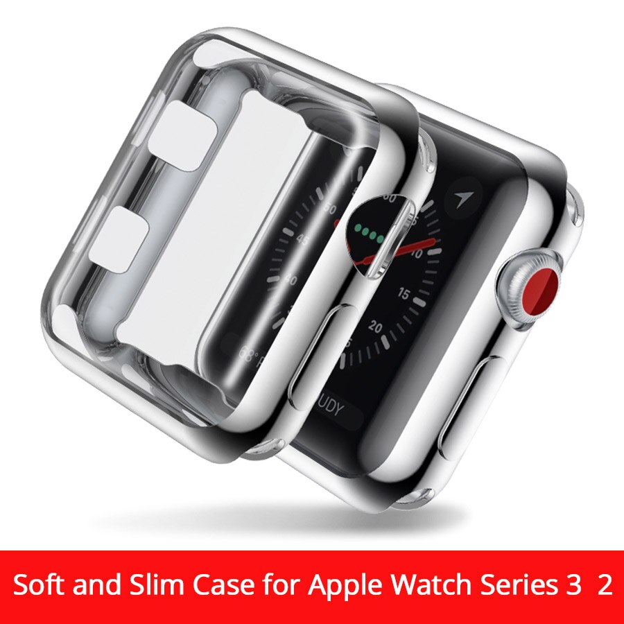 Plating TPU Soft Bumper Case Voor iPhone Apple Horloge Smart Horloge Case 38mm 42mm Screen Protector Shell Serie 2 3 Cover