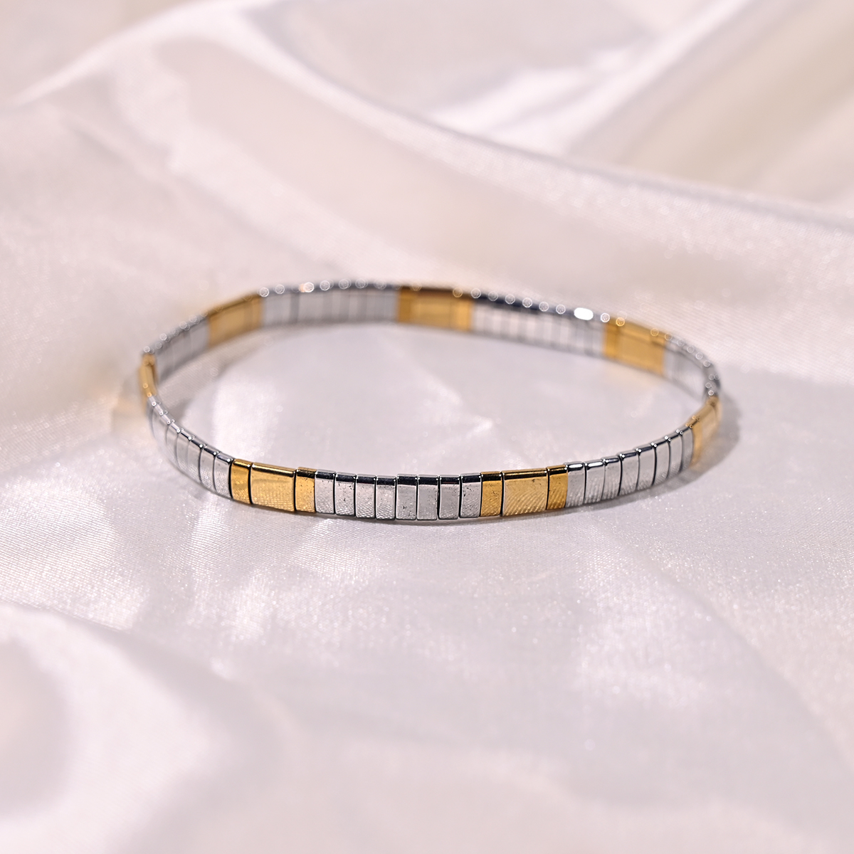 Tila contas pulseira para mulheres moda novo design hematita empilhável colorido charme pulseras femme jóias acessórios: Banhado a ródio