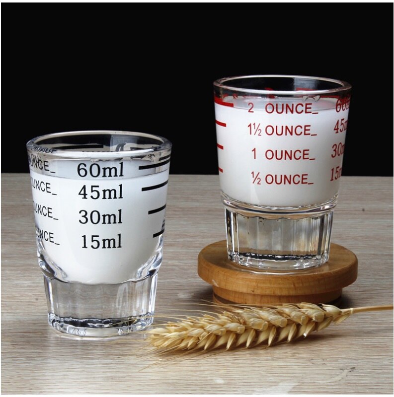 1Pc 45/60/90Ml Espresso Glas Met Kalibratie Koffie Cup Verdikte Glas Mini 1Oz Meten cups Shot Glas Wijn Bril