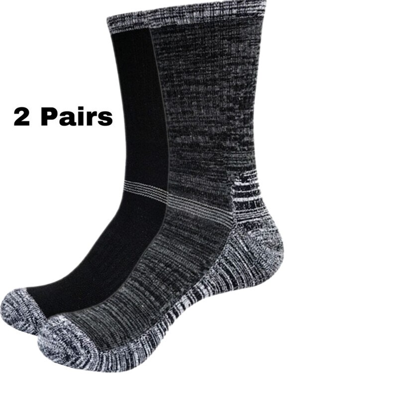 2 Paare Socken Nahtlose Thermische Verdicken draussen Sport Socken Fahrrad Schuhe Wolle Haufen Männer Schlafen Socken Für Männer EU 39-44 Meias: GrayBlack Schwarz