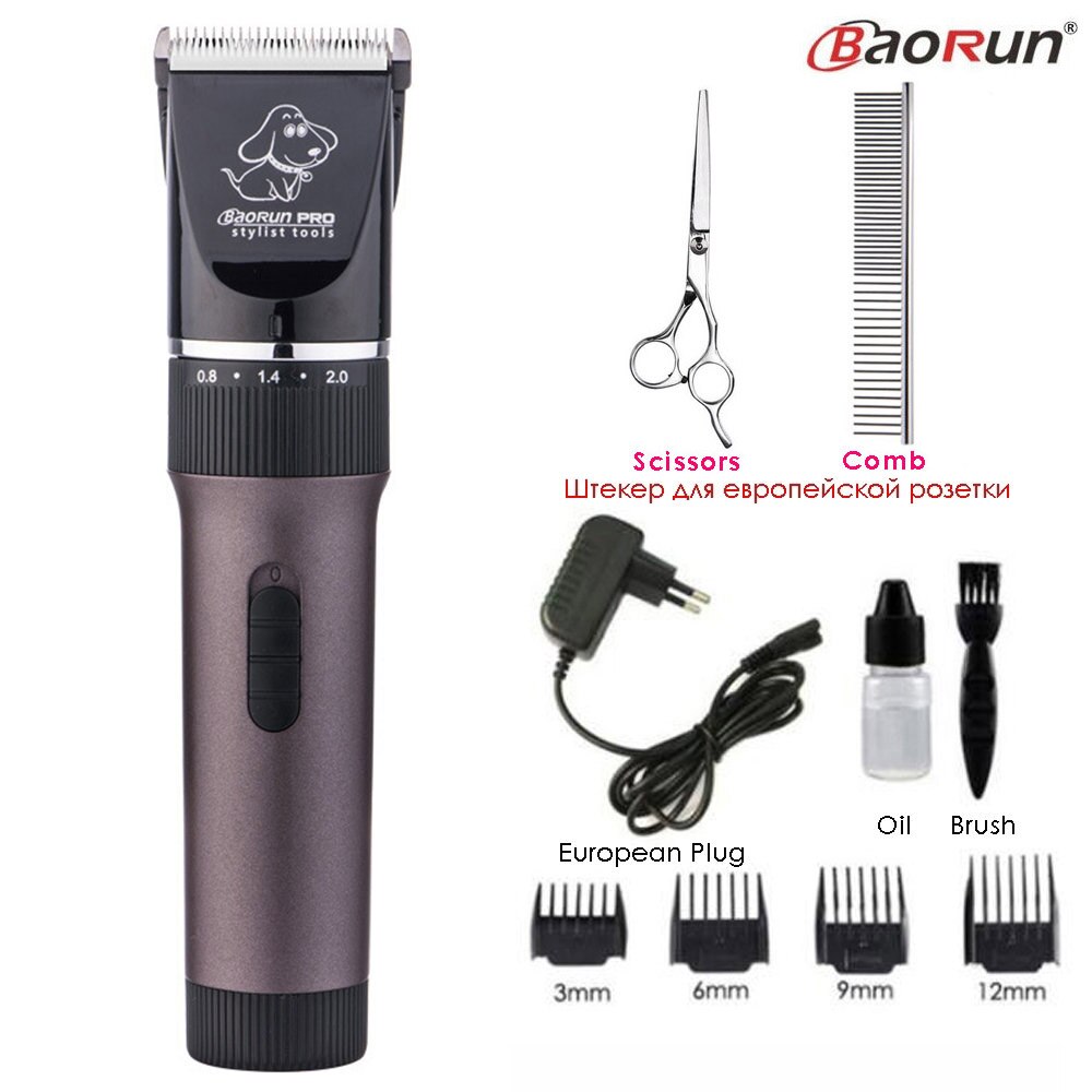 Pet Hair Trimmer Electric Rechargeable Cat Dog Clipper Grooming Cutters Powerful Shaver Machine For Animal 110-240V: Coffee Regular Kit