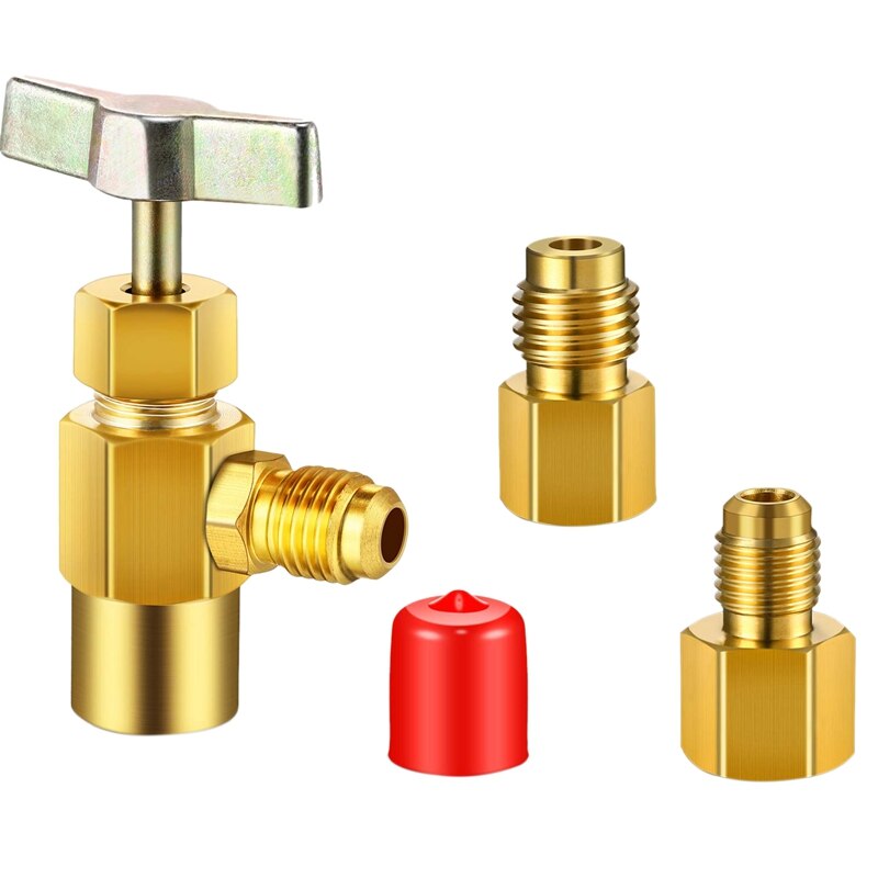 3 Stck R134A Kältemittel Spender Gewinde Ventil Flasche Öffner mit Panzer Adapter für 1/4 Zoll aufflackern Weibliche und 1/2 Zoll männlichen: Ursprünglich Titel
