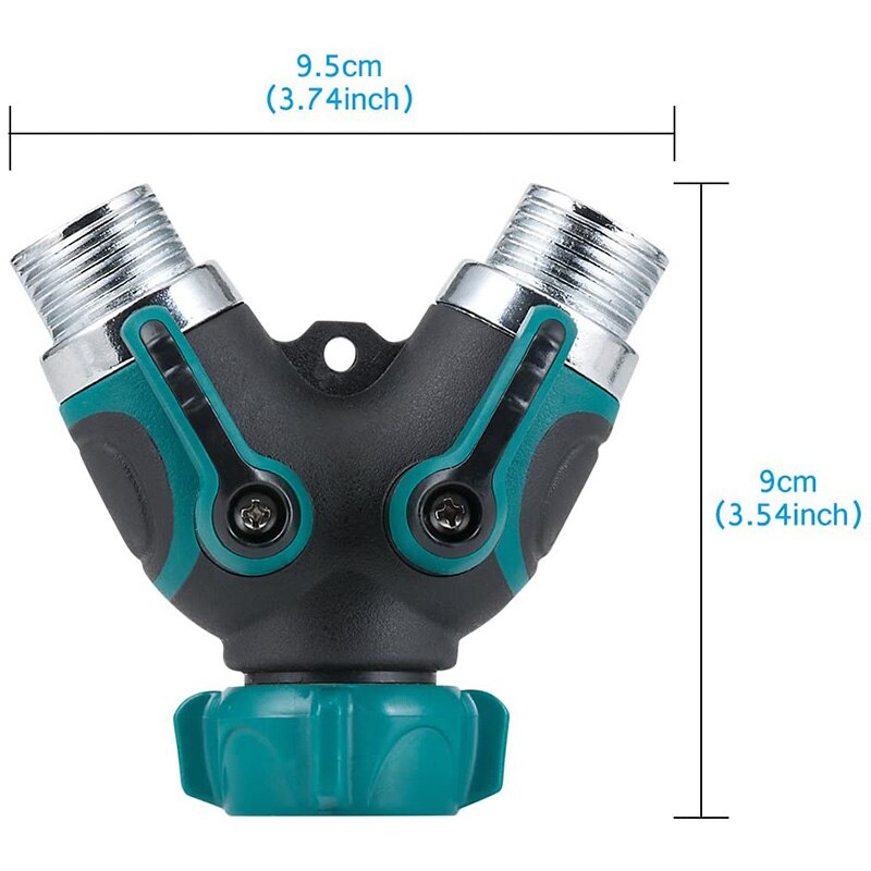 Faucet Adapter, Distributor, 2-Way y Garden Dual-Tap Connection with 6 Rubber Washers (2 Pack)