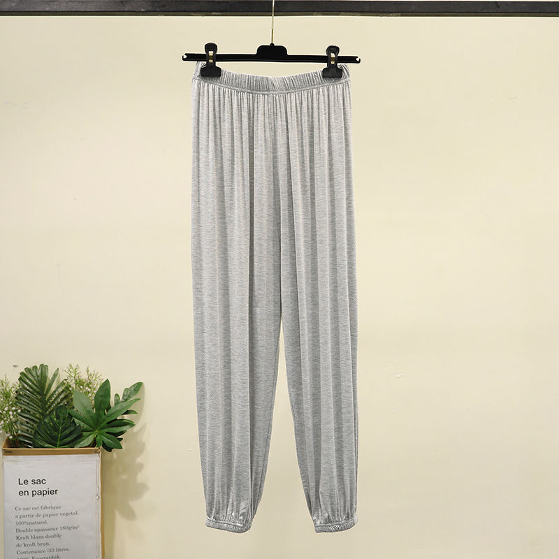Pantalon de sommeil pour femmes, Simple et confortable, taille élastique, poches, loisirs, Slim, Vintage, été: light grey-no pocket / XXL