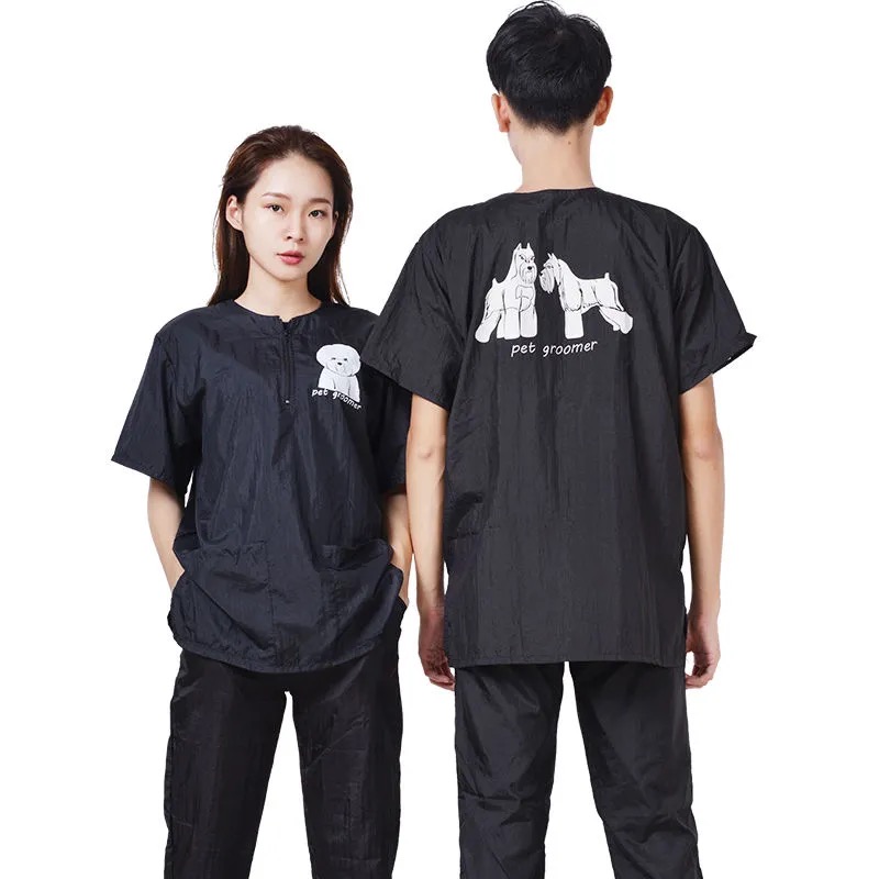 Wasserdichte Arbeits Kleidung Hosen Shorts Pet Shop Kosmetikerin Anti Statische Nicht Stick Haar Atmungsaktive Hose Pet Reinigung Pflege Y0519