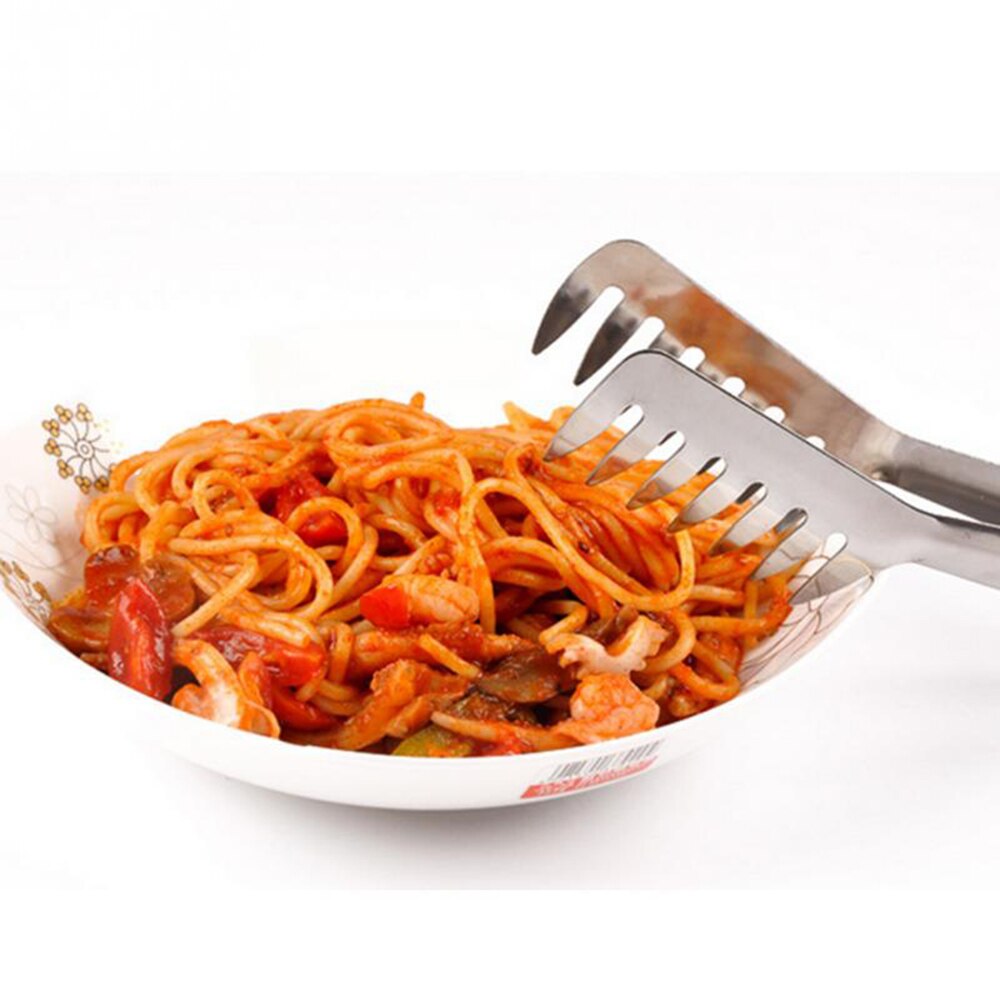 Spaghetti tang pasta klip rustfrit stål håndtag salat tang køkkenredskaber nudler klip greb til madlavning pasta værktøjer