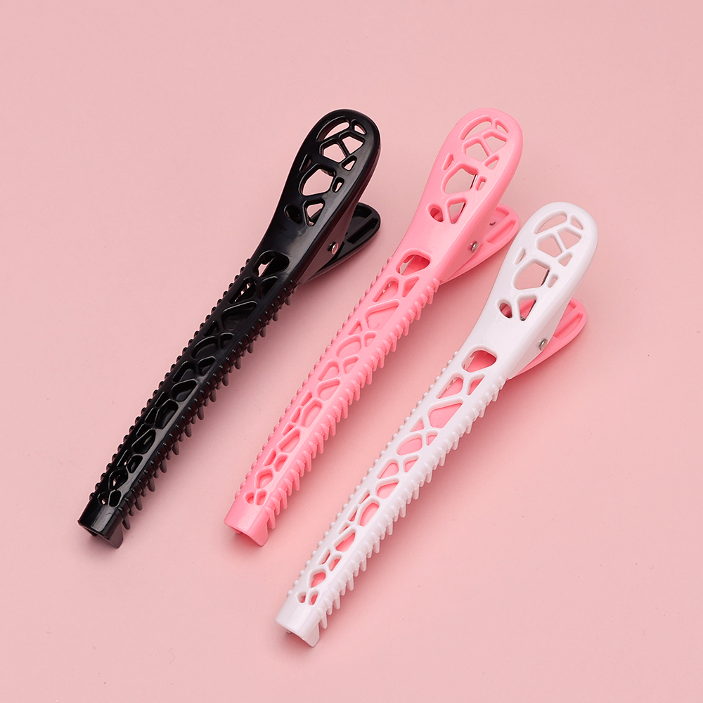 Pinzas para el cabello de cocodrilo, pinzas de peluquería, pinzas huecas, horquilla con cinturón dentado para peluquero, herramientas de estilismo de salón de agarre fuerte