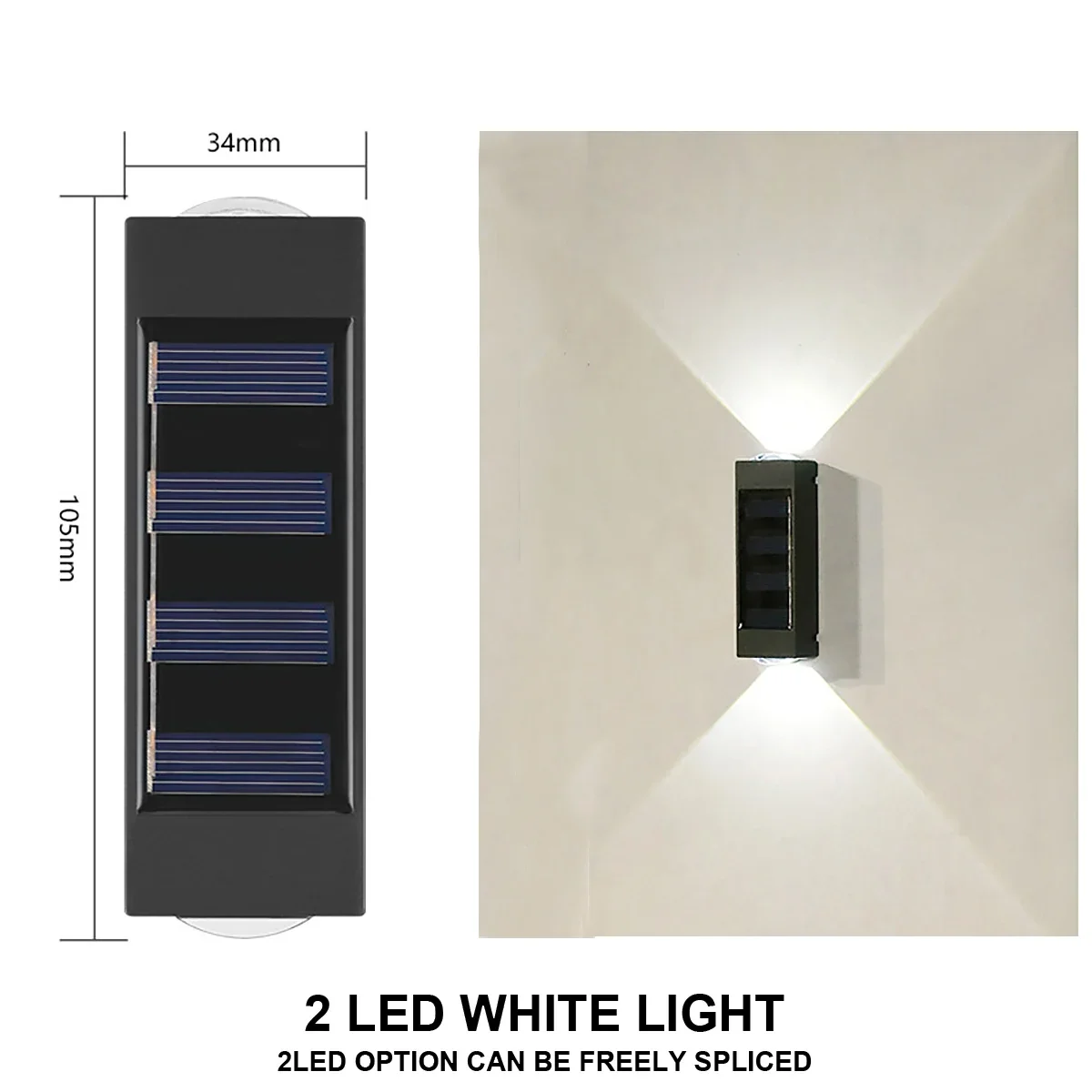 1–8 Stück Solar-Wandleuchte, wasserdichte Solar-Zaunlampe, obere und untere Wandleuchten, verwendet für Garten, Zaun, Hof, Veranda, Gehwegbeleuchtung: Blau / 0-5W
