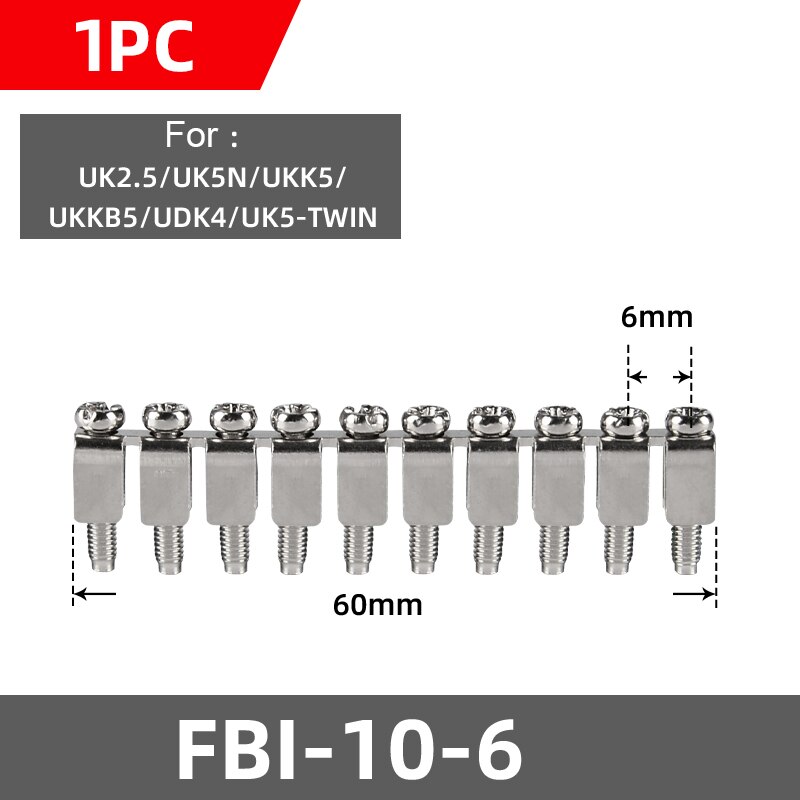 ZYCN 1PCS Fixed Bridge FBI 10-4/5/6/8 For UK-2.5B 5N UDK-4 Din Rail Screw Terminal Block Accessories: cyan