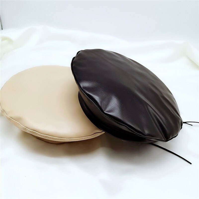 Nowe damskie berety PU skórzany beret osobowość ośmioboczna czapka dorywczo wdzięku beret czapka stylowe czapki artysty