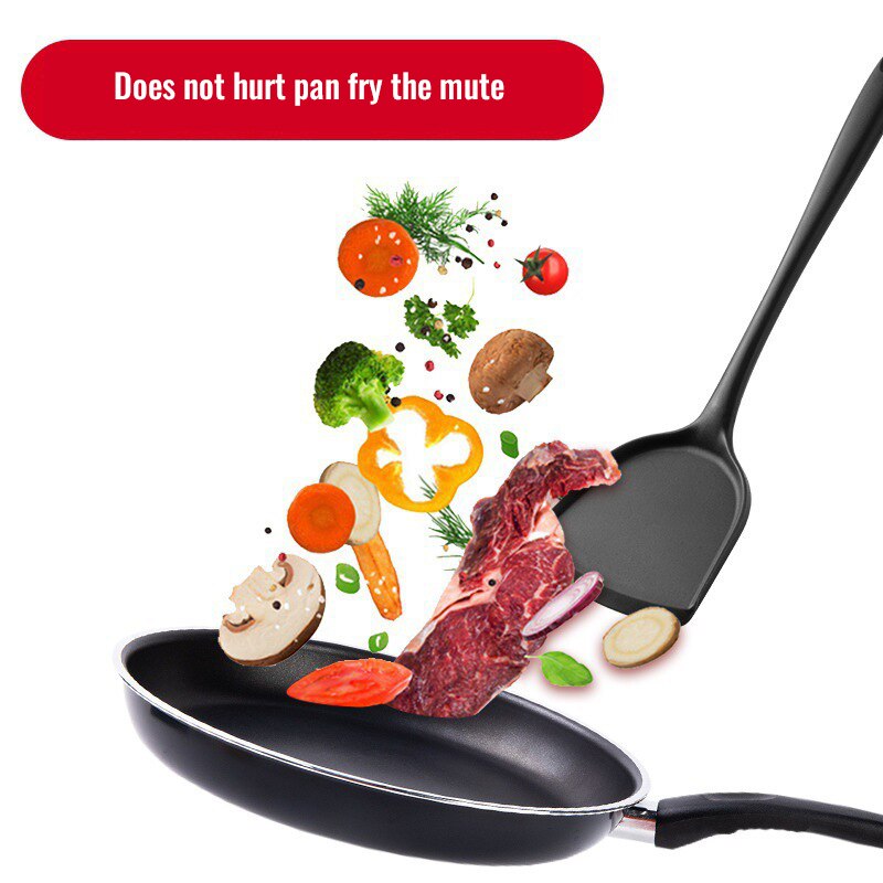 Black Silicone Kitchenware Set Utensils Cooking Tools Non-Stick Spatula Spoon Colander Baking Supplies Kinds Kitchen Tools