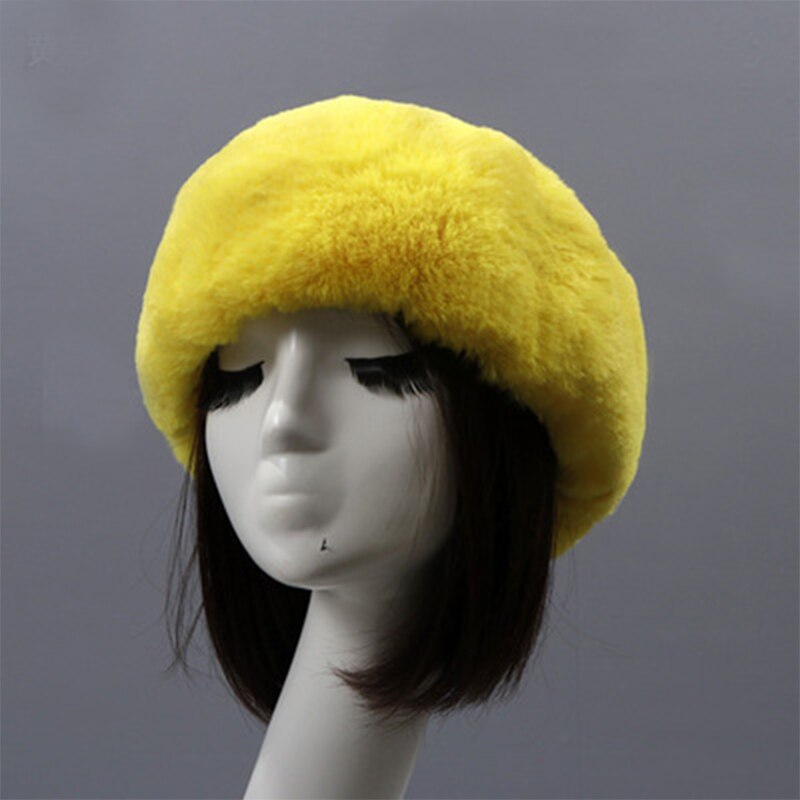 Femmes hiver fausse fourrure plus casquette russe pour les filles de épais moelleux vide haut russe casquette automne oreillette en plein air Ski chapeaux: 24