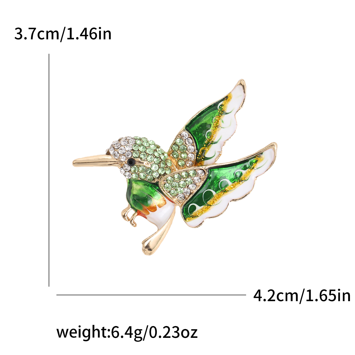 Broches colibri en strass pour femmes, unisexe, en verre, oiseau, animaux, Banquet, fête, sac à dos, , accessoires bijoux: Imitation plaquée rhodium